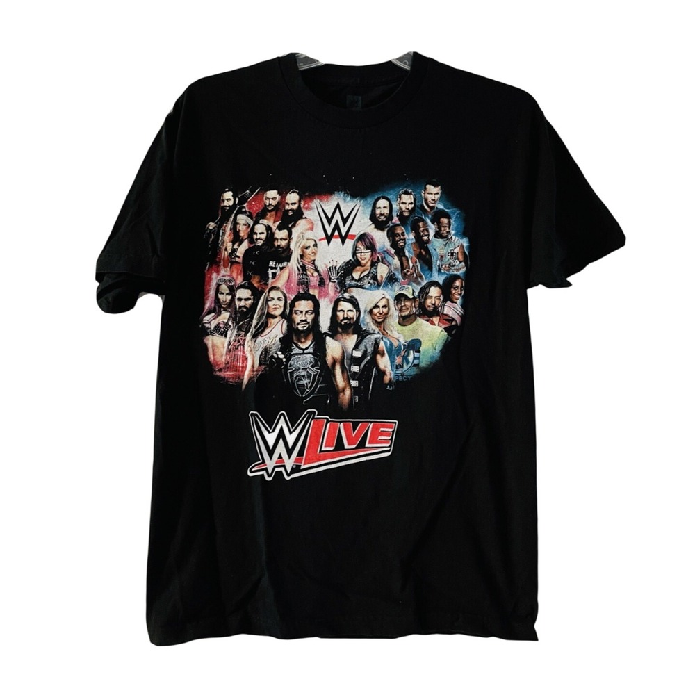 WWE LIVE 2018 TOUR T-SHIRT Cena Reigns Bliss WRESTLING BLACK "I Was There" SZ M